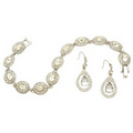 Carolee Deco Bracelet and Drop Earrings in Silver